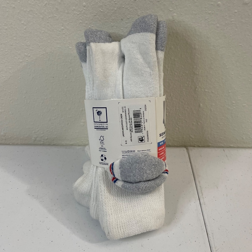 Medipeds Womens Half Cushion Crew Socks 3 Pairs Size 10-13 - Picture 4 of 4